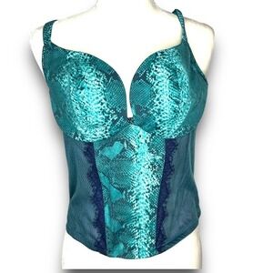 Cacique Women Underwire Lined Green Sheer Satin Bustier Top 18/20